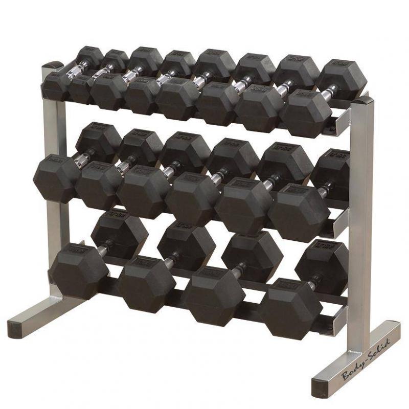  - Body Solid Hexagon Dumbbell caoutchouc– 42,5 kg – p--paire           